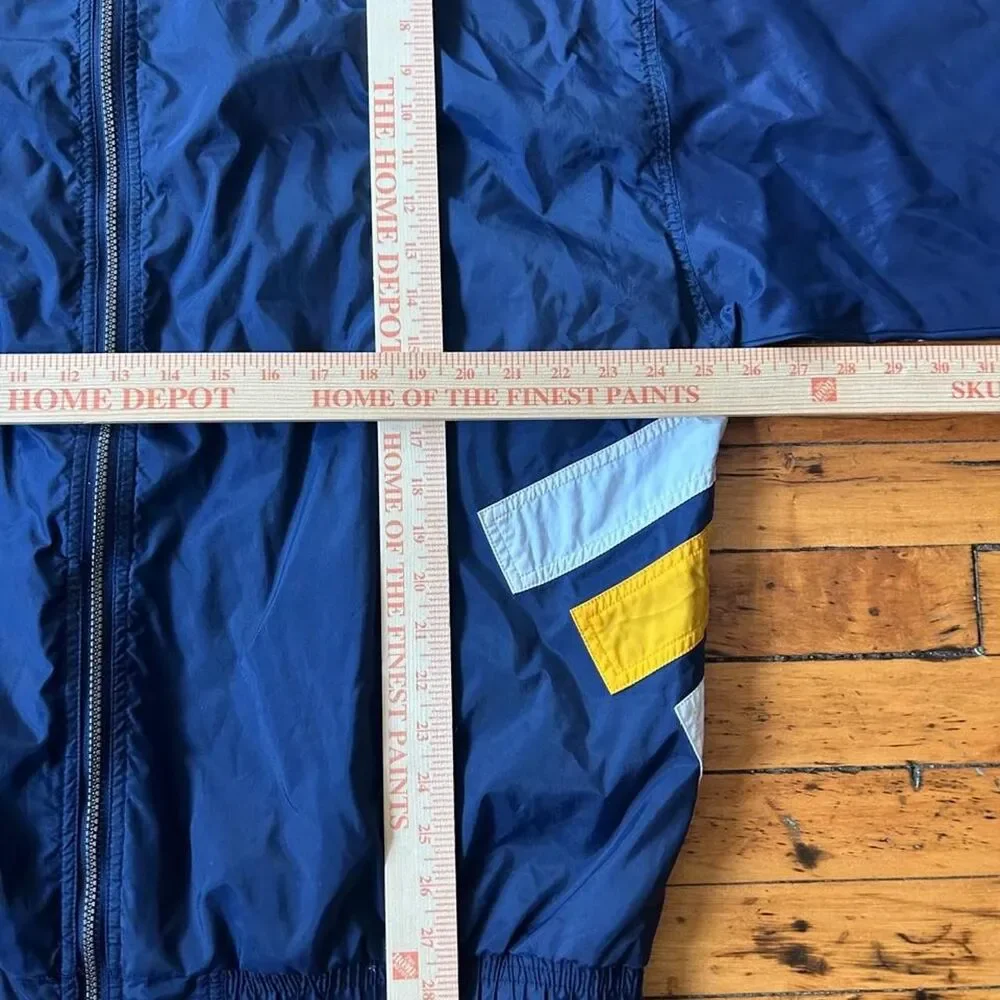 Vintage 90s Adidas Windbreaker Jacket Navy Blue Yellow Full Zip XXL
